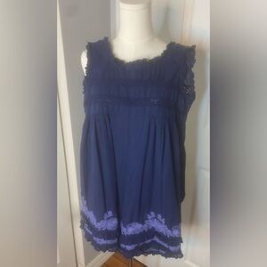 Free People Deep Blue Lace Trim Romper